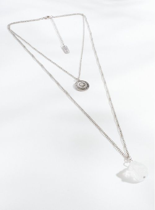 Collar Capas Monedas y Piedra Plata