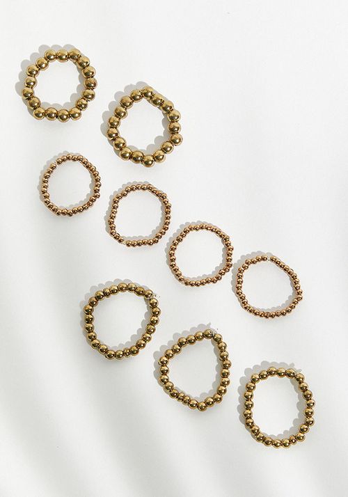 Set anillos de mostacillas metálicas