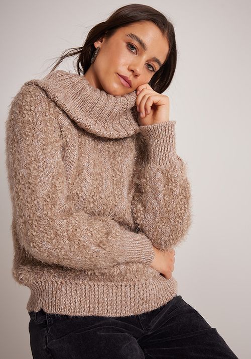 Sweater Cuello Doble Y Jacquard