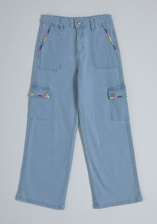 Jeans Cargo Con Bordados