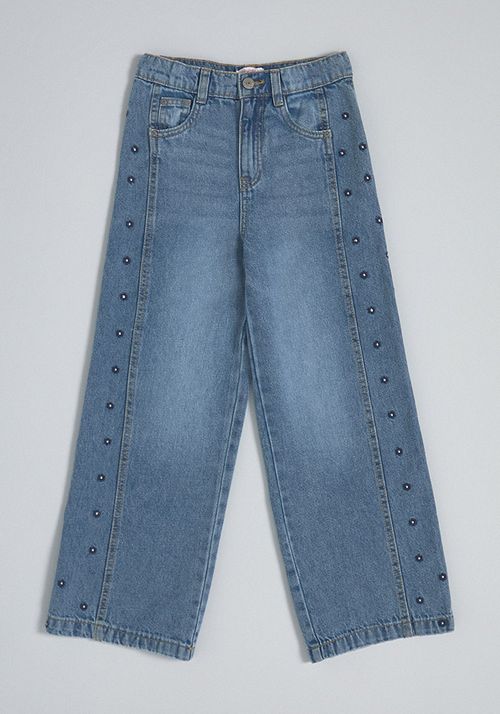 Jeans Jeans paneles bordado con florcitas