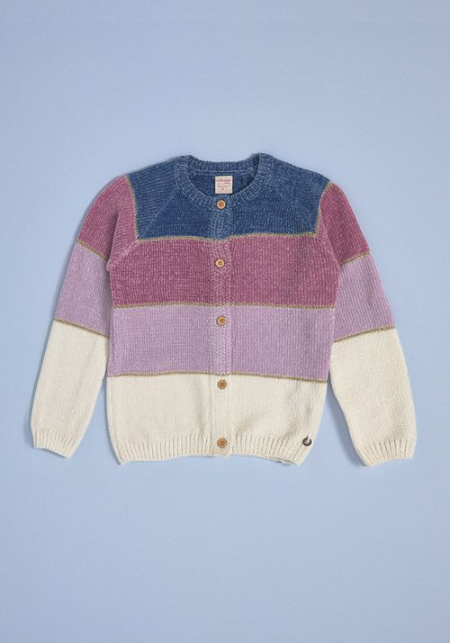Chaleco Abierto Color Block Chenille Con Lurex