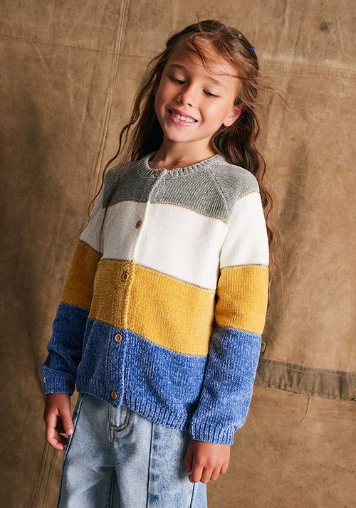 Chaleco Abierto Color Block Chenille Con Lurex