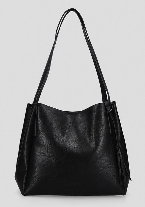 Cartera ecocuero lisa con bolsillo cierre