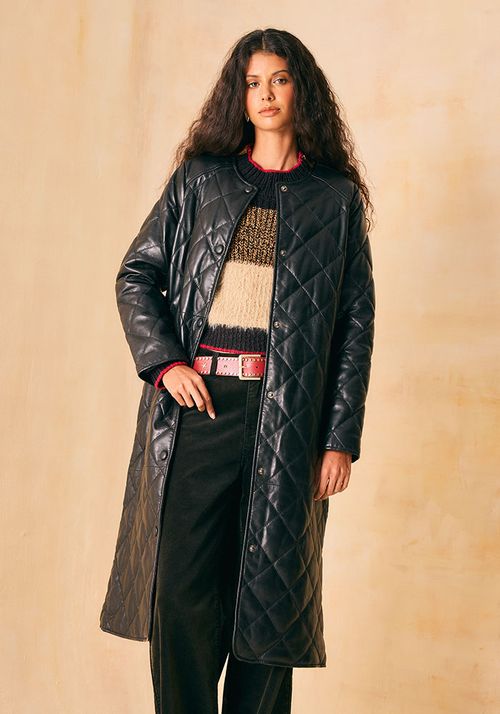 Chaqueta Cuero Larga Acolchada