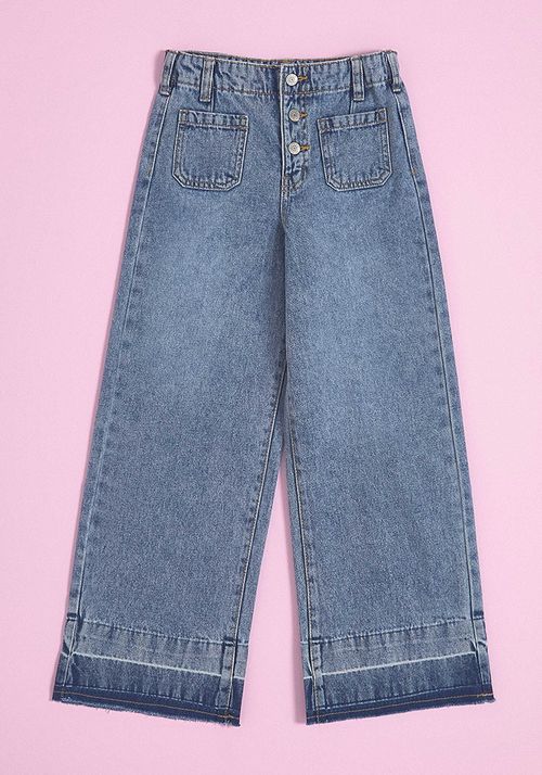 Jeans wide leg con basta reservada