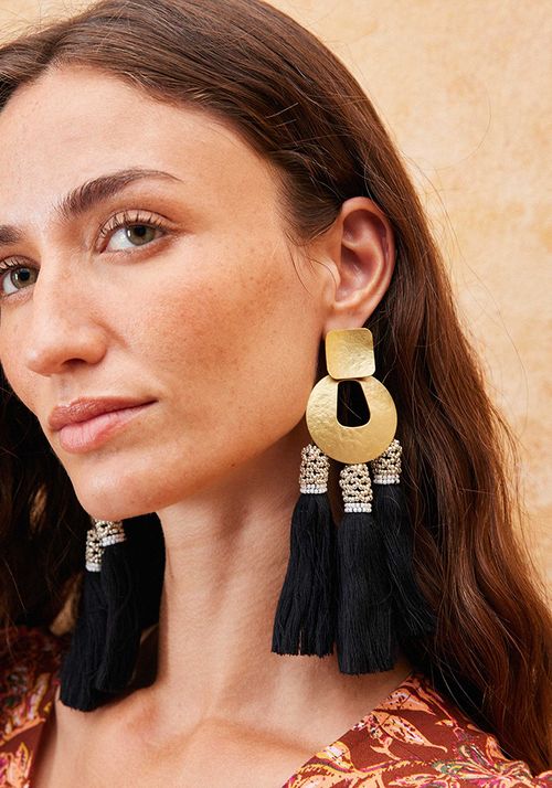 Aros colgantes metal con flecos