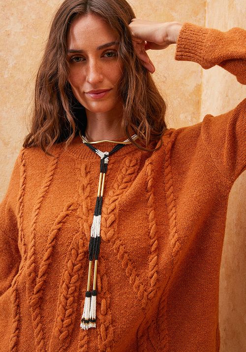 Collar colgante metal y mostacillas