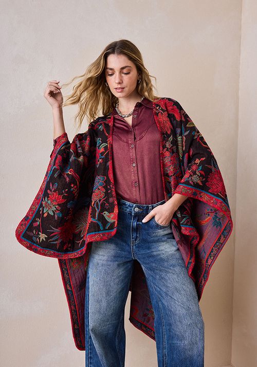 Chal ruana diseño floral