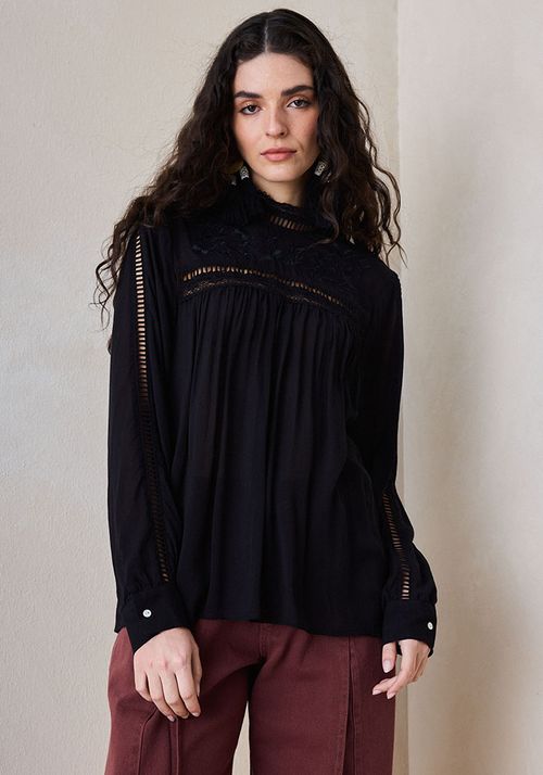 Blusa Encaje Y Bordado