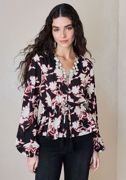 Blusa Estampado Y Broches Delantero