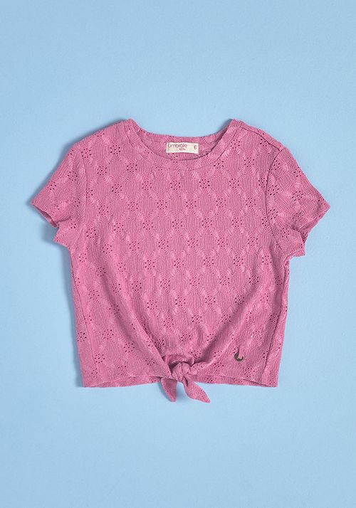 Polera Polera Efecto Broderie Con Nudo