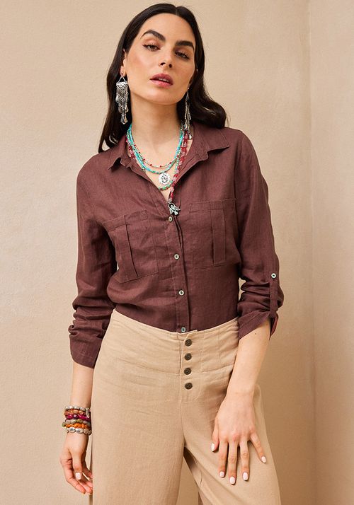 Blusa estilo básico con manga ajustable