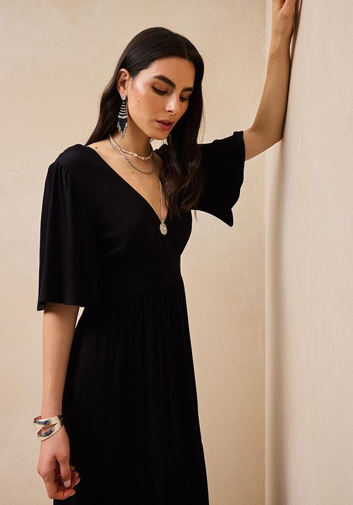 Vestido tela con jacquard al tono
