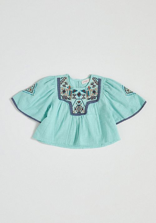 Blusa Blusa India Bordada Y Tela Texturizada