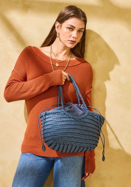 Cartera Cuero Tejido Color