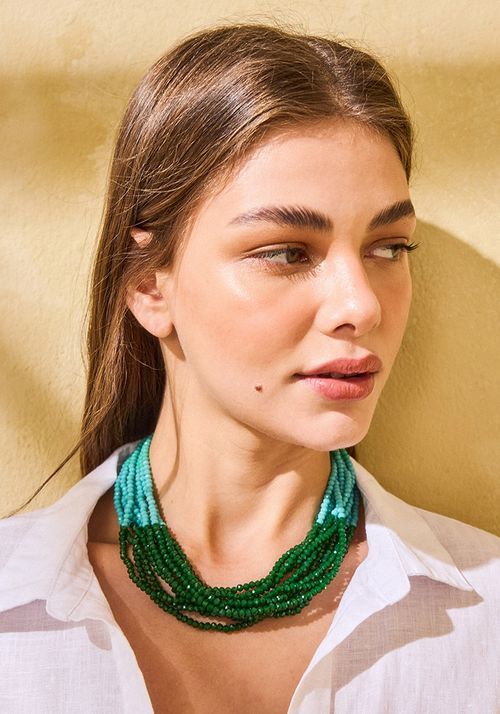 Collar tiras mostacillas