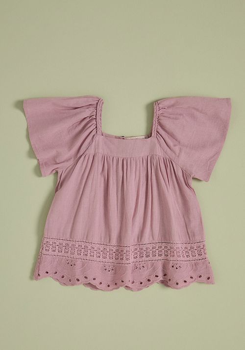 Blusa Blusa india texturada y broderie