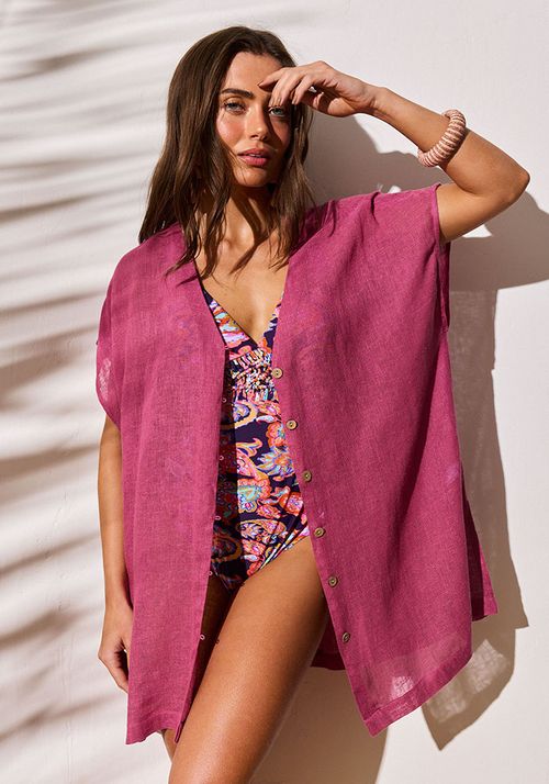 Salida de Playa Abotonada con Escote en V