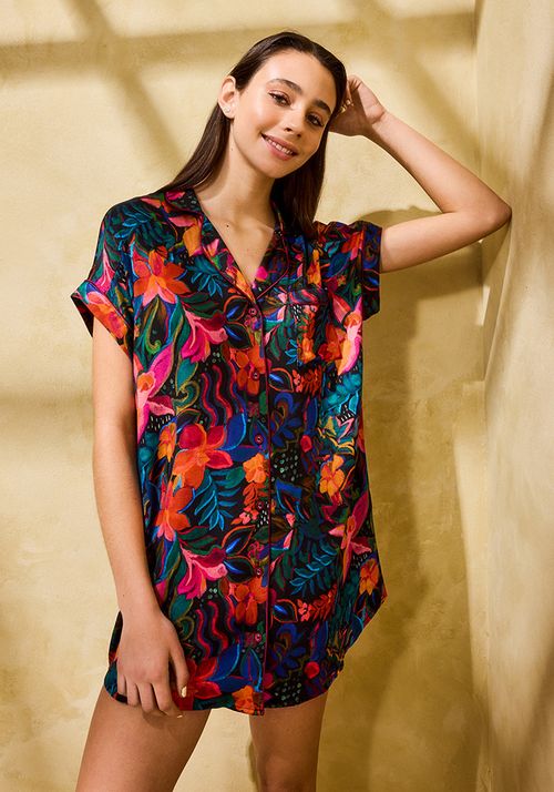 Pijama camisa de dormir manga corta