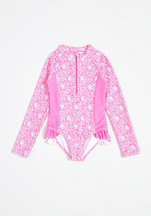 Traje de Baño Enterito Medio Cierre y Vuelos