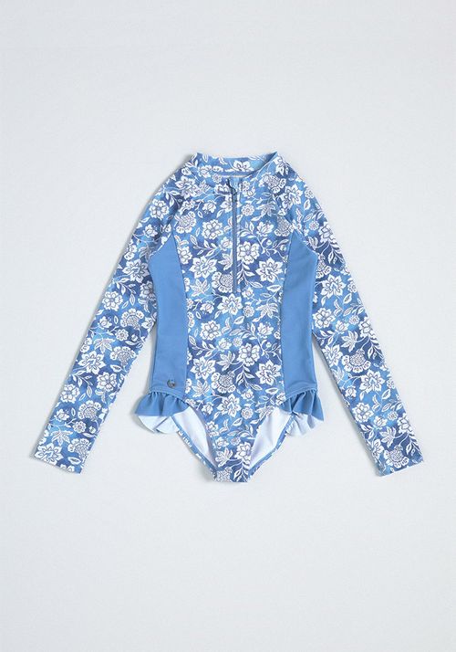 Traje de Baño Enterito Medio Cierre y Vuelos