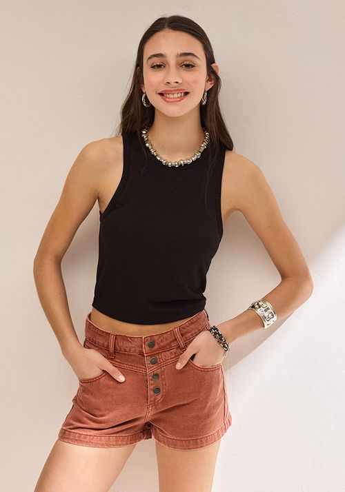 Polera crop tipo sudadera