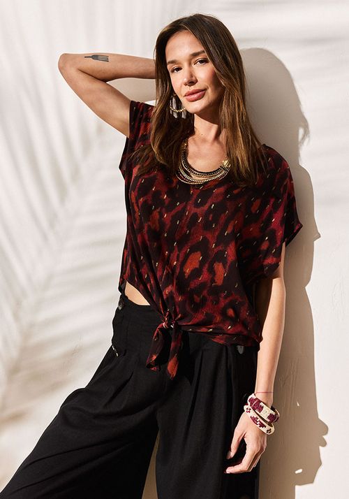 Blusa Estampada Nudo Delantero