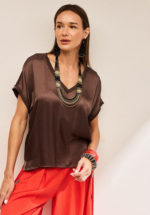 Blusa Satin, Detalle en Escote