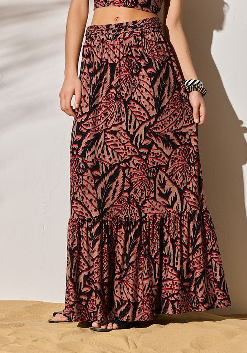 Falda estampada con cortes