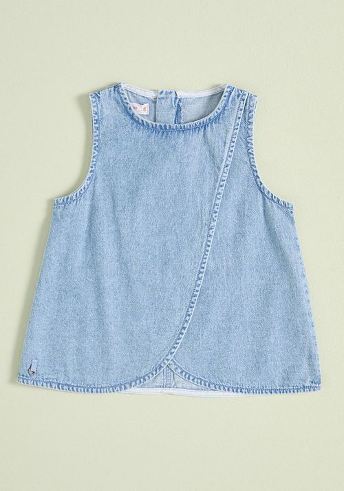 Blusa denim cruzada en el frente