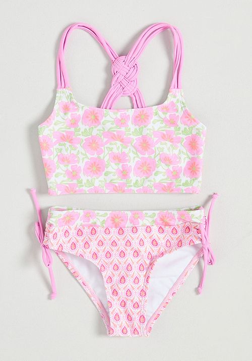 Bikini full estampado con espalda trenzada