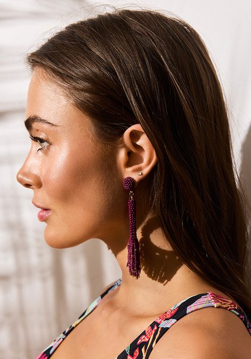 Aros largos flecos mostacilla