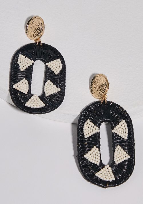 Aros raffia y mostacillas