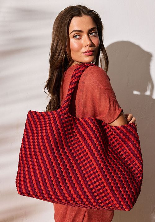 Bolso Tipo Tote Entramado De Neopren Bitono