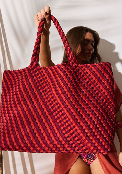 Bolso Tipo Tote Entramado De Neopren Bitono