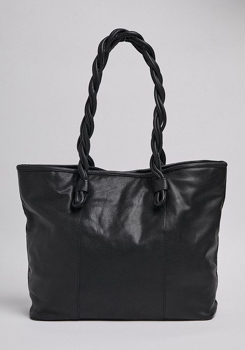 Cartera cuero mango trenzado