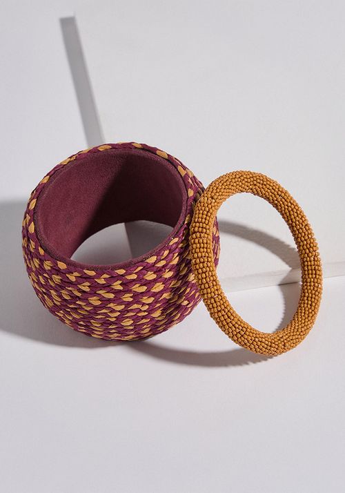 Set de accesorios pulseras tejida y mostacillas bitone 2 Piezas