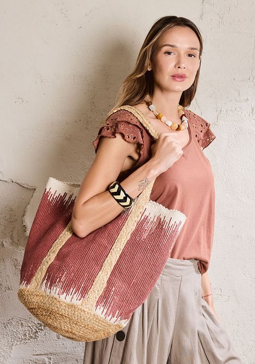 Cartera verano raffia color