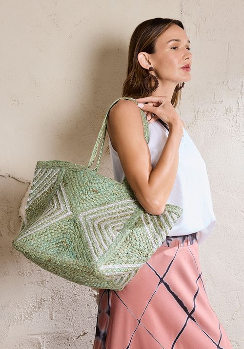 Cartera verano raffia detalles silver