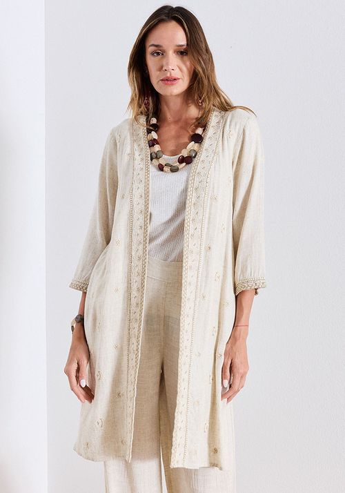 Blusa Tipo Kimono Bordada
