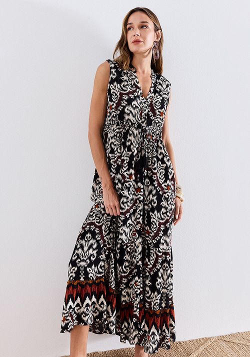 Vestido Estampado con Recogido