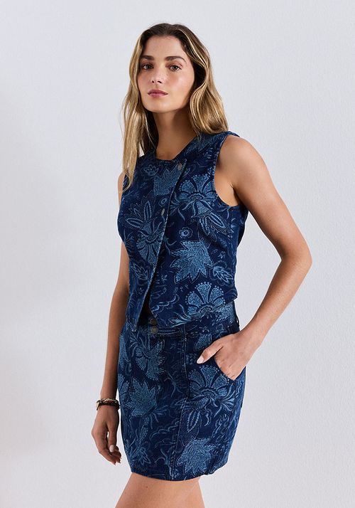 Blusa moda denim estampado