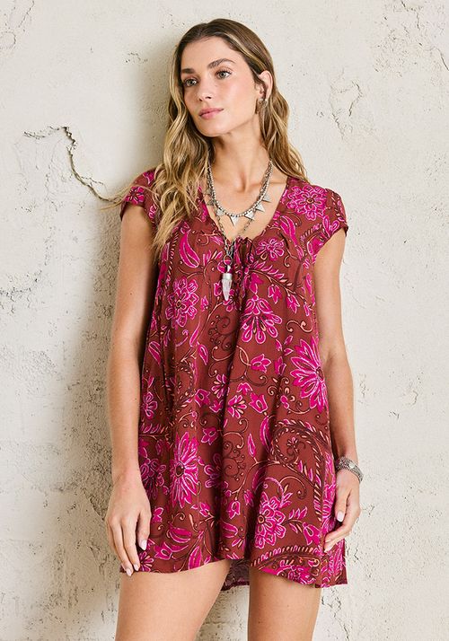 Vestido mini oversize look relajado full estampado