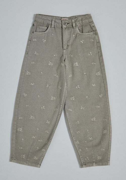 Pantalón Baggy Estilo Mom Mini Bordado