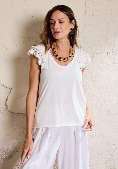 Polera Broderie En Mangas