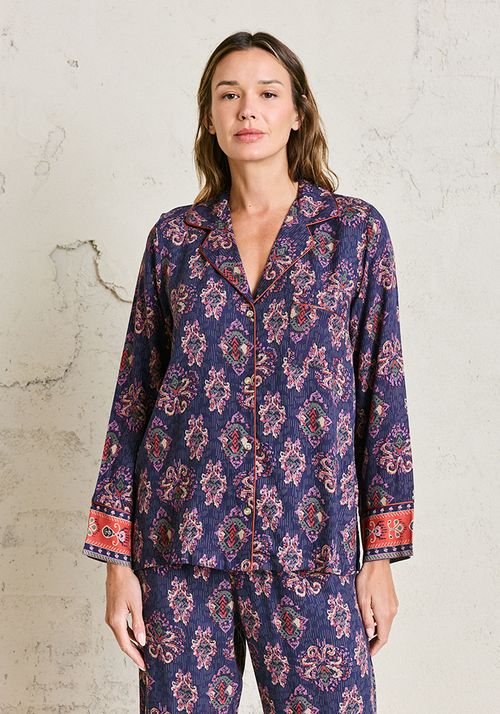 Pijama 2 piezas full estampado aplicacion satin