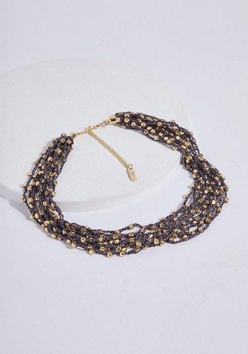 Collar mostacillas y correa textil