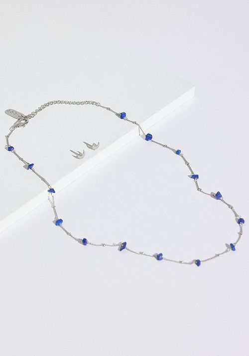 Collar Set y Aros Luna Plata