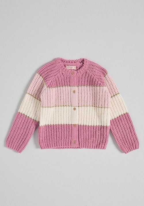 Chaleco chenille con botón de madera y brillo